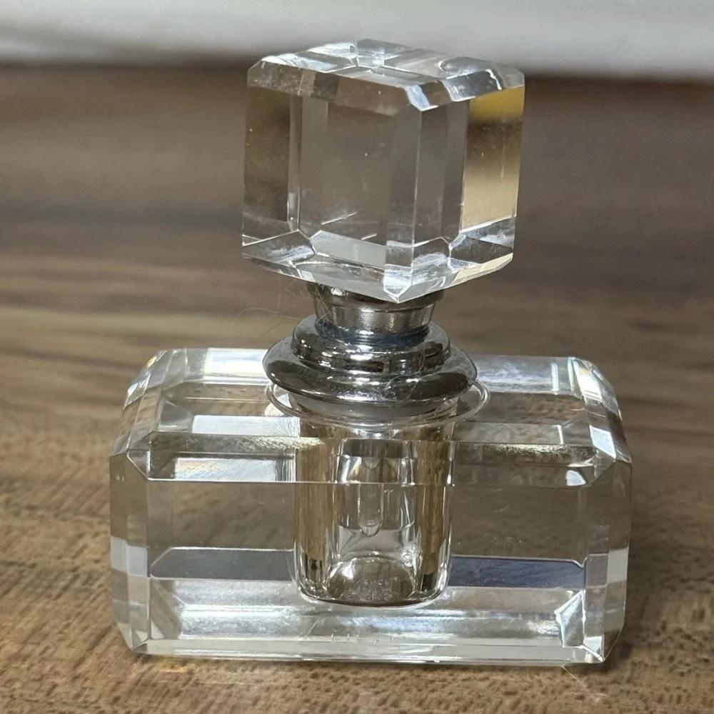 Saks Fifth Ave Crystal Cut Perfume Bottles Lot Of 3 Geometric Facets Signed Rare - Picture 2 of 12